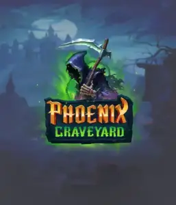 ELK Studios' Phoenix Graveyard game screen, showcasing the mystical graveyard and the legendary phoenix rising from the ashes. Displayed in this image is the slot's unique expanding reel feature, coupled with its stunning symbols and gothic theme. It vividly depicts the game's mythological story of resurrection, attractive for those fascinated by legends.