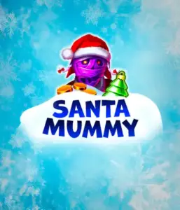  Discover the quirky "Santa Mummy" slot game by Belatra, featuring a mummified Santa dressed in festive holiday attire. This vibrant image portrays the mummy with a bright purple hue, wearing a Santa hat, against a backdrop of snowy blue with icy snowflakes. The game's title, "Santa Mummy," is prominently displayed in large, cool blue letters.